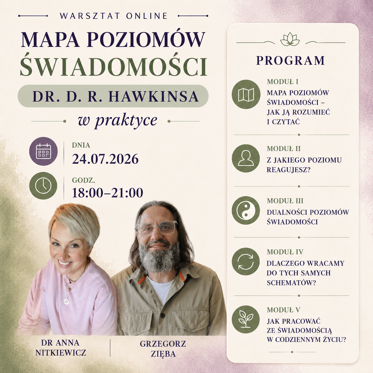 Warsztat online: Mapa Poziomów Świadomości dr. D.R. Hawkinsa w praktyce